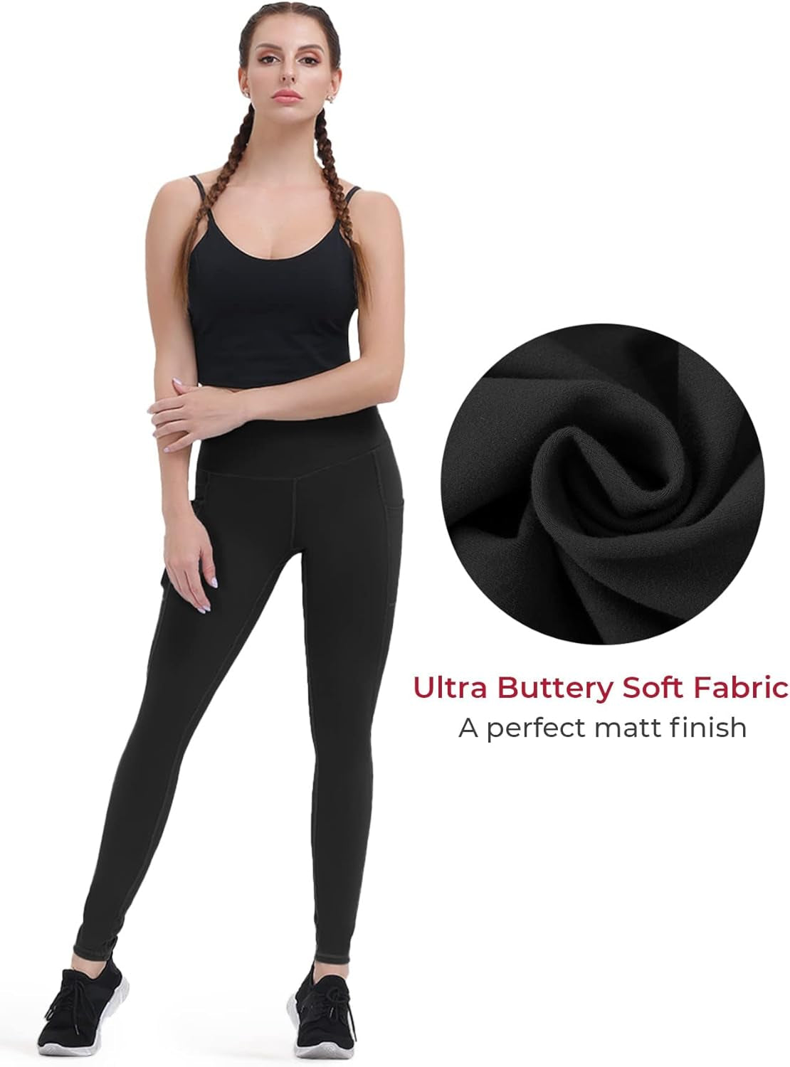 Anti-Nail Leggings for Women, Non-See-Through Yoga Pants with Phone Pockets, Tummy Control Full-Length/Capri Tights