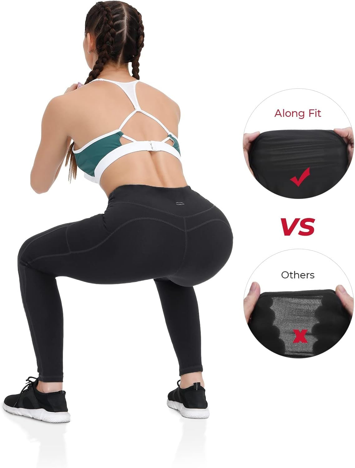 Anti-Nail Leggings for Women, Non-See-Through Yoga Pants with Phone Pockets, Tummy Control Full-Length/Capri Tights